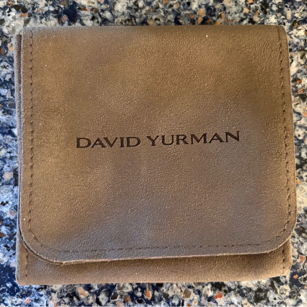 David Yurman Tan Suede Pouch with magnetic closure.